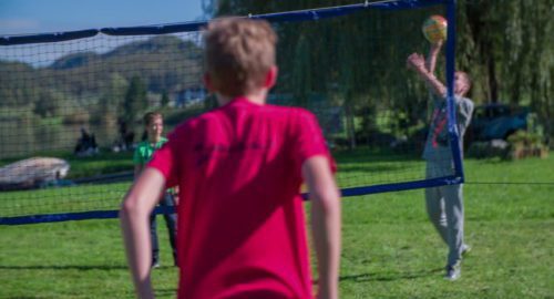 summer school students playing volleyball