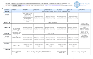 Timetable of medical Internship timetable 1 week - Lite Regal Education